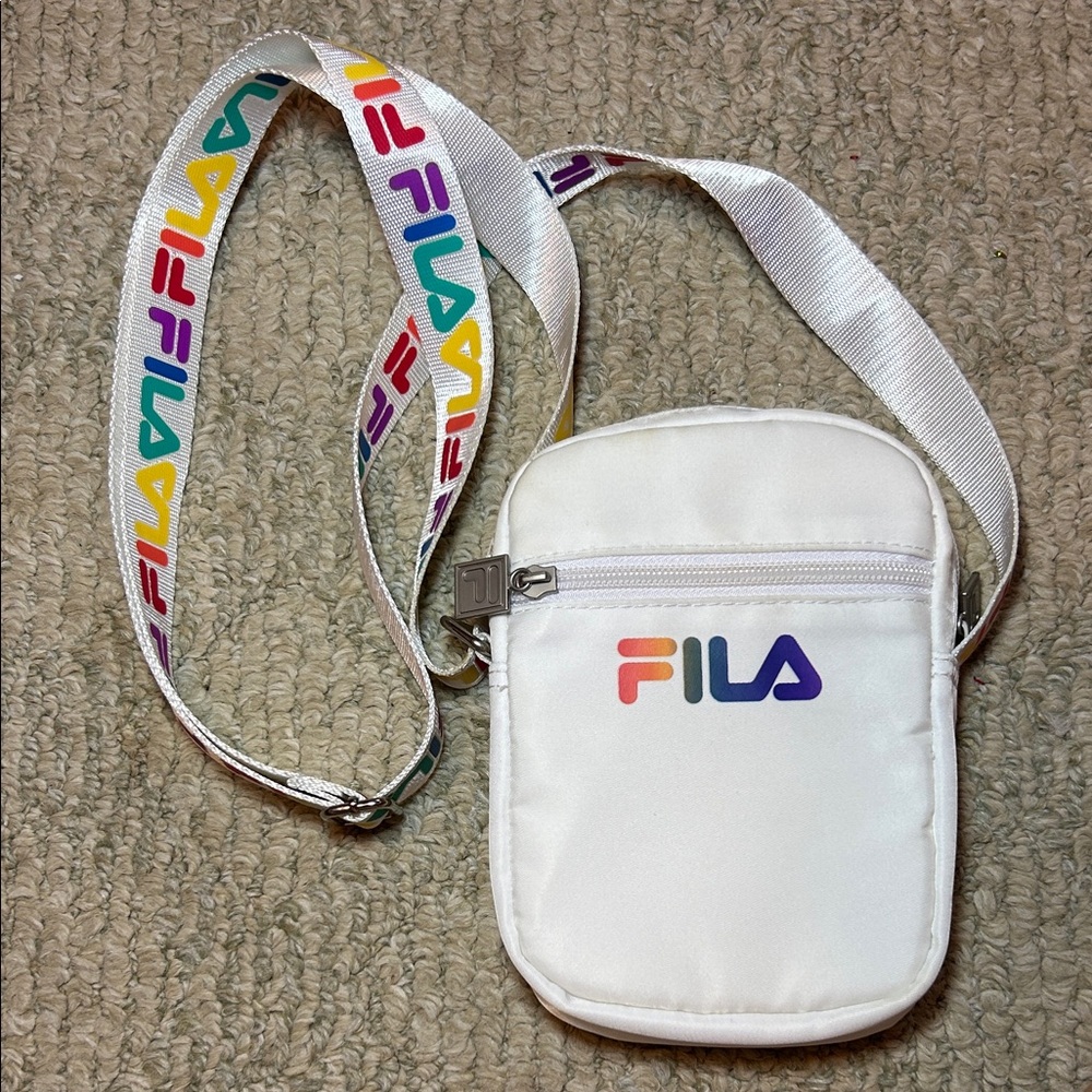 Fila White Crossbody Bag with Rainbow Logo